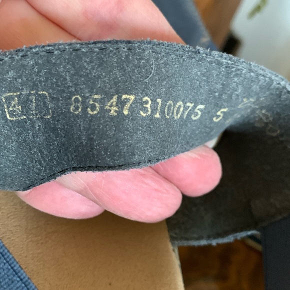 RIEKER Sandal Blue ‘Suede’ Platform Wedge, silver trim, cork-look sole. 41 EUC - Picture 13 of 17